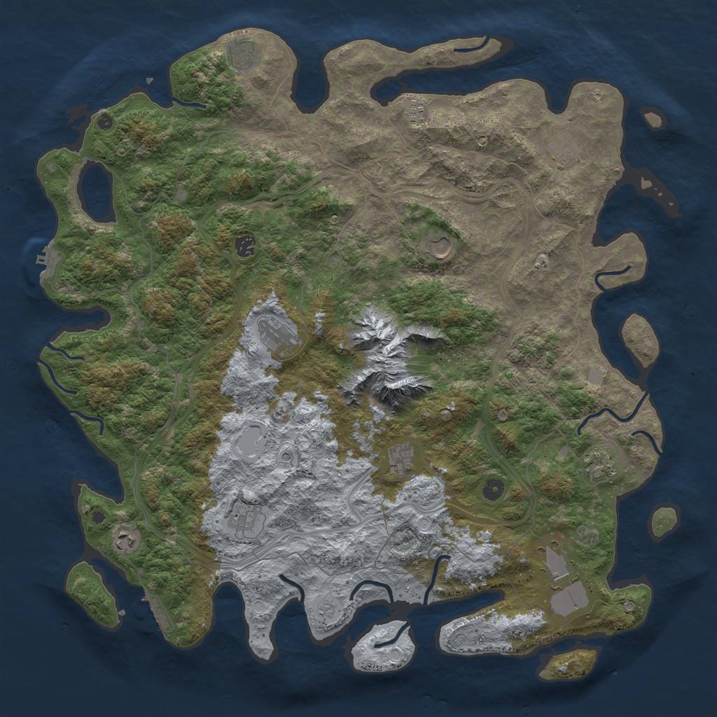 Rust Map: Procedural Map, Size: 5000, Seed: 556222, 20 Monuments