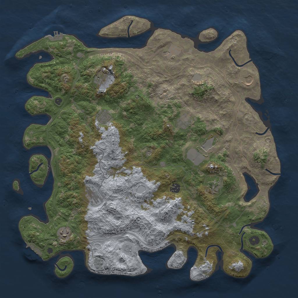 Rust Map: Procedural Map, Size: 4500, Seed: 2103908213, 20 Monuments