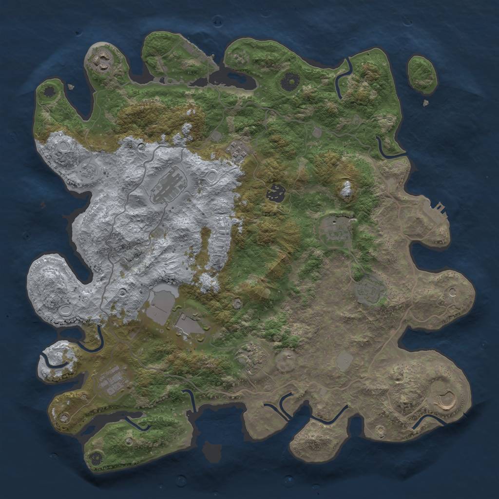 Rust Map: Procedural Map, Size: 4000, Seed: 46357112, 19 Monuments