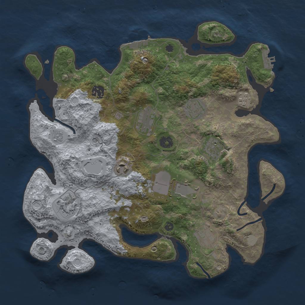 Rust Map: Procedural Map, Size: 3500, Seed: 50158647, 18 Monuments