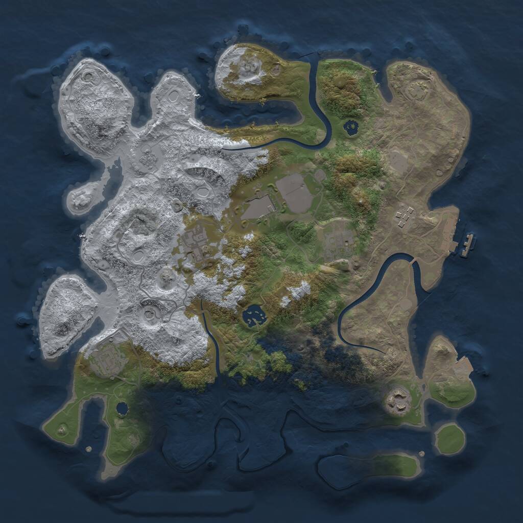 Rust Map: Procedural Map, Size: 3500, Seed: 6093403, 12 Monuments