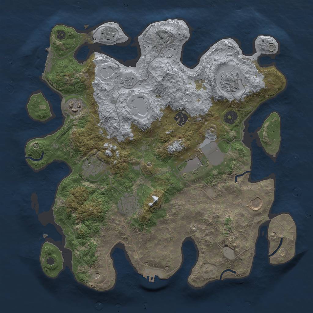 Rust Map: Procedural Map, Size: 3500, Seed: 34184698, 17 Monuments