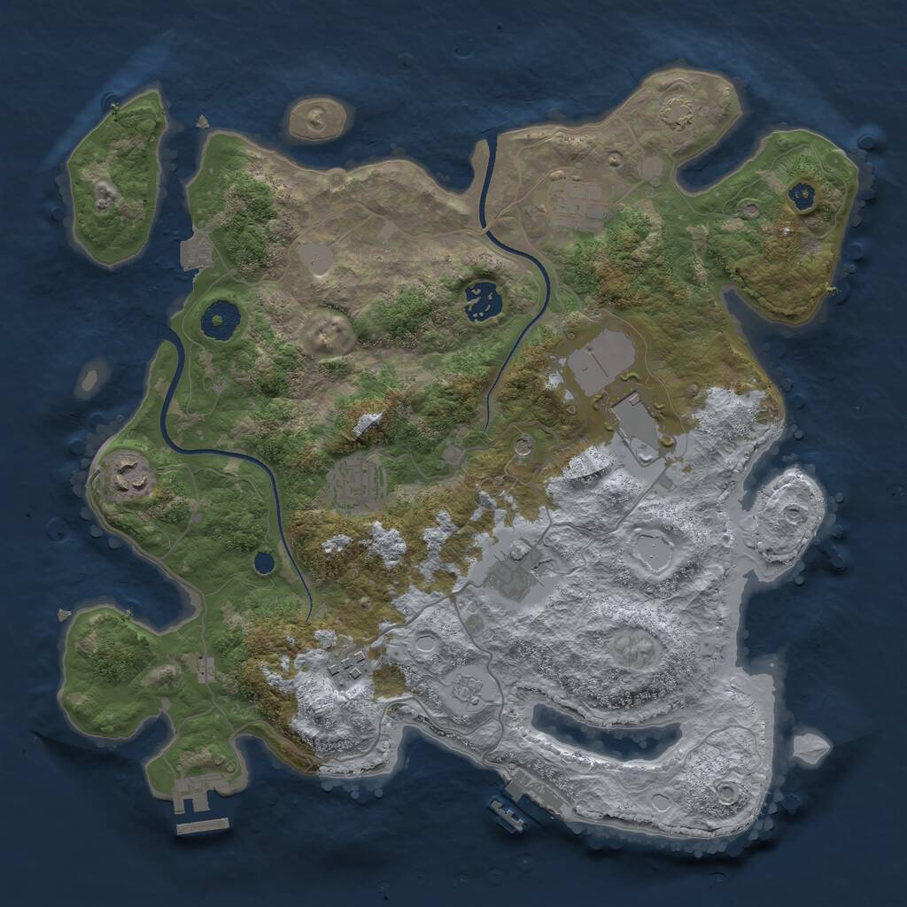 Rust Map: Procedural Map, Size: 3500, Seed: 88441648, 13 Monuments