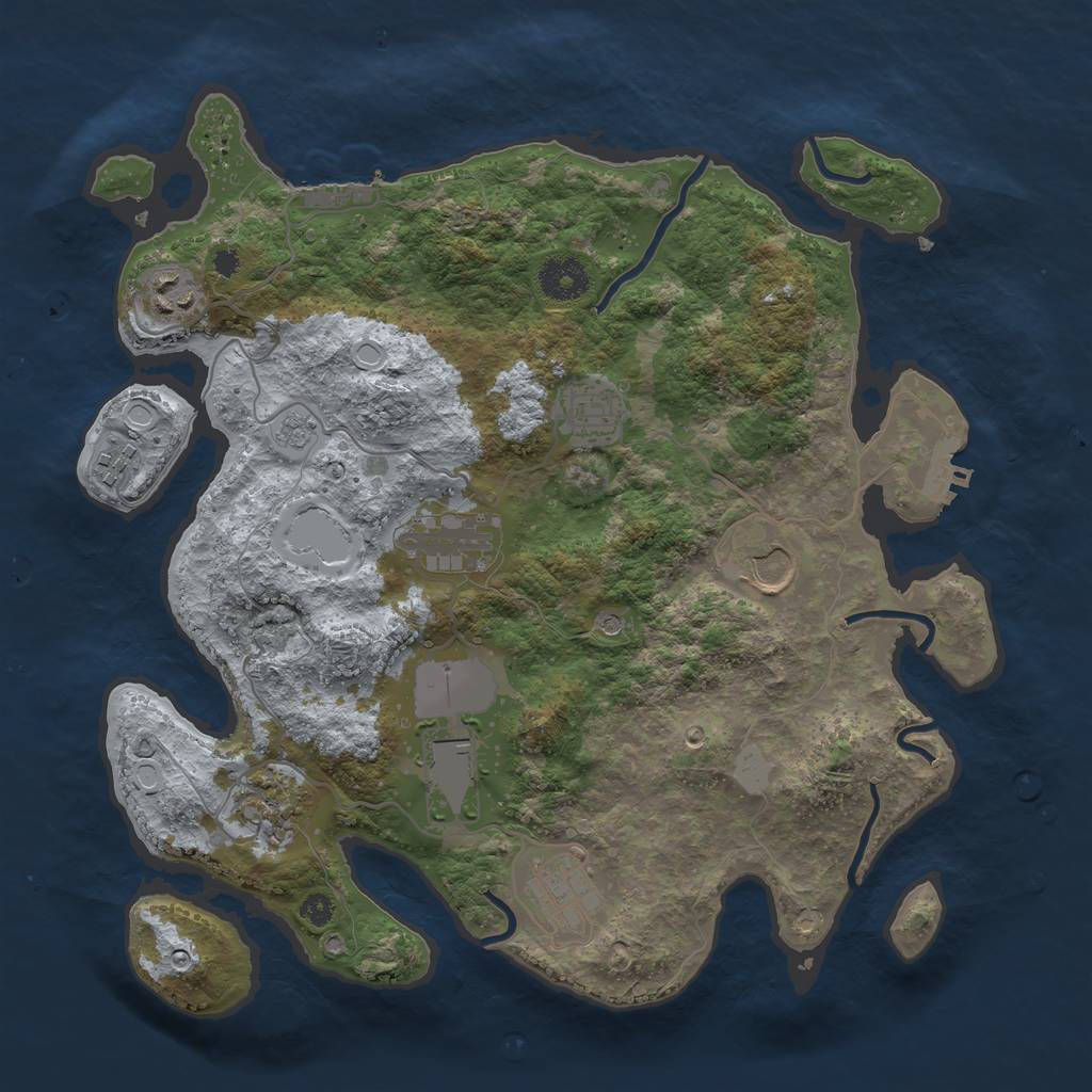 Rust Map: Procedural Map, Size: 3500, Seed: 28477048, 17 Monuments