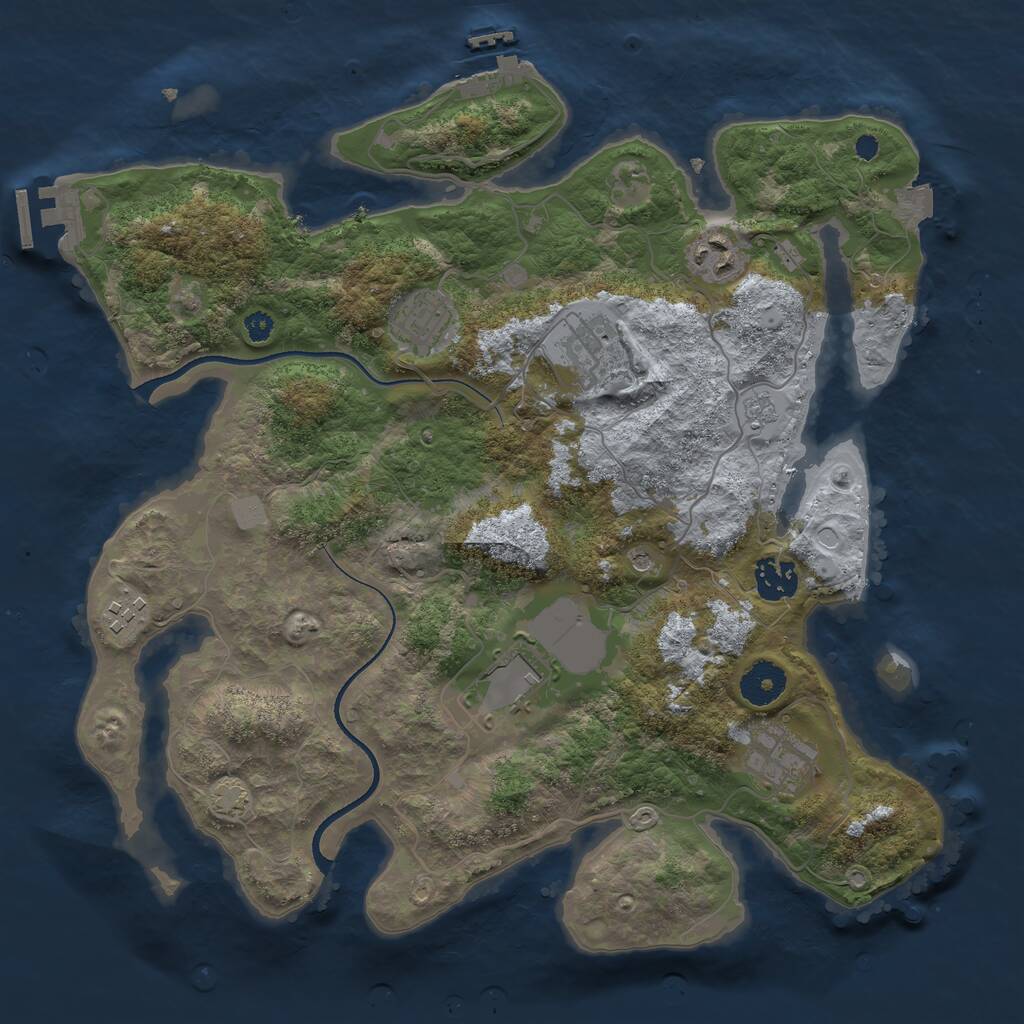 Rust Map: Procedural Map, Size: 3500, Seed: 44782298, 13 Monuments