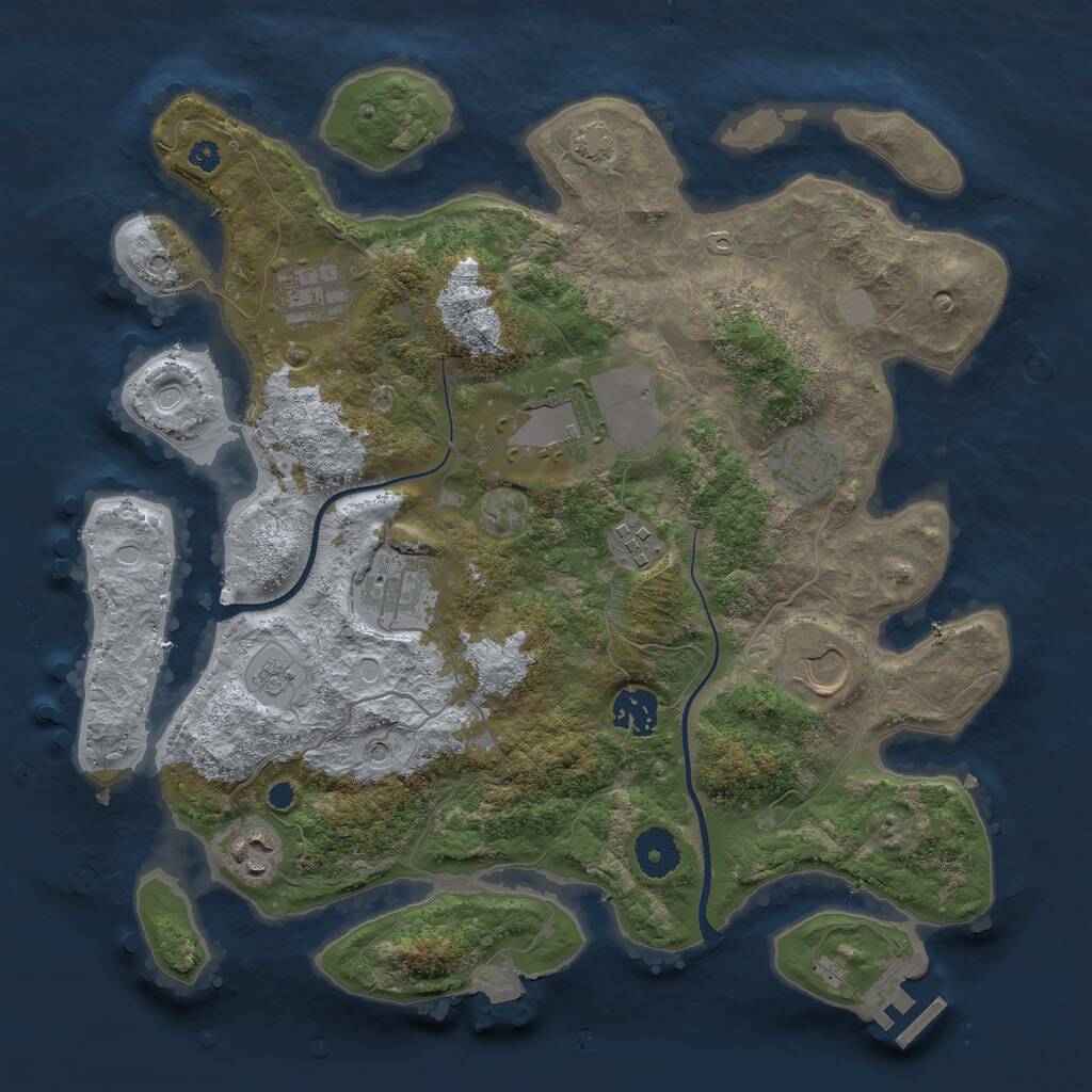 Rust Map: Procedural Map, Size: 3500, Seed: 73948923, 13 Monuments