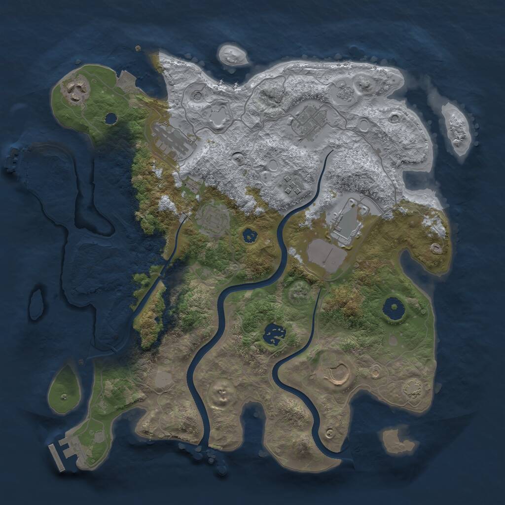Rust Map: Procedural Map, Size: 3500, Seed: 84200455, 14 Monuments