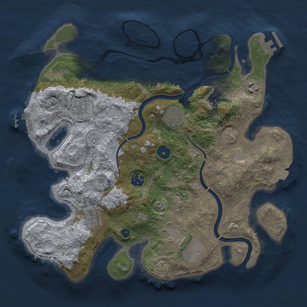 Rust Map: Procedural Map, Size: 3500, Seed: 34033078, 14 Monuments