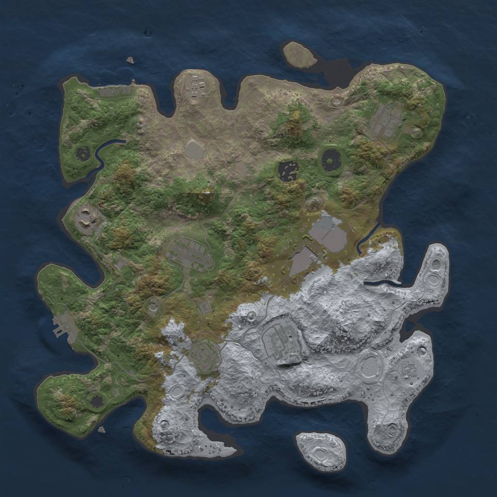 Rust Map: Procedural Map, Size: 3500, Seed: 38669817, 17 Monuments