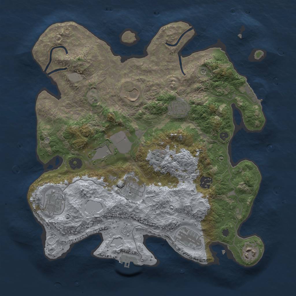 Rust Map: Procedural Map, Size: 3500, Seed: 62657112, 18 Monuments