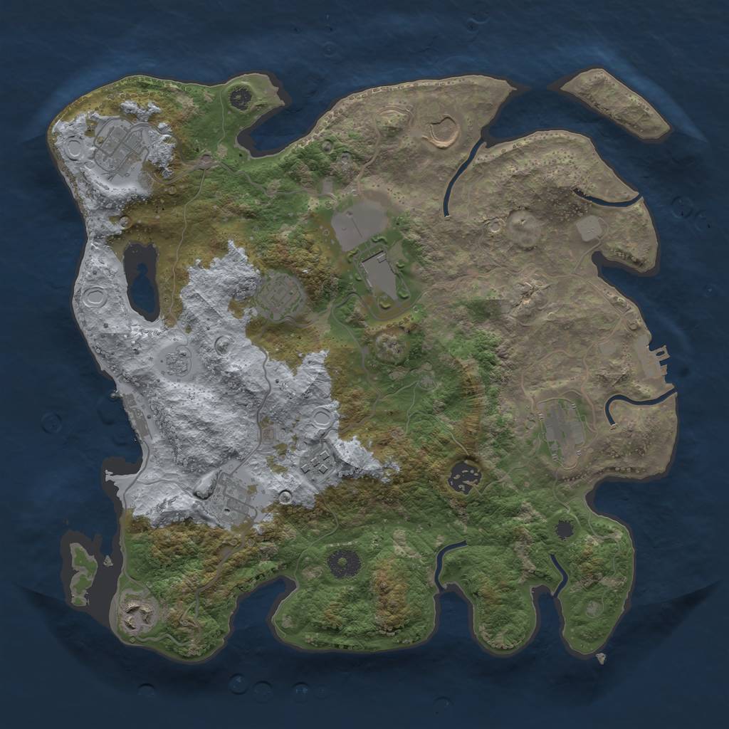 Rust Map: Procedural Map, Size: 3500, Seed: 93166495, 17 Monuments