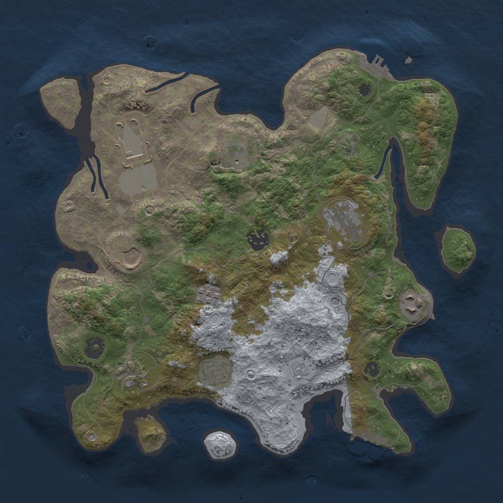 Rust Map: Procedural Map, Size: 3500, Seed: 92963074, 18 Monuments