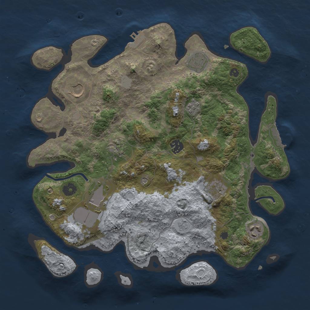 Rust Map: Procedural Map, Size: 3500, Seed: 23276409, 17 Monuments