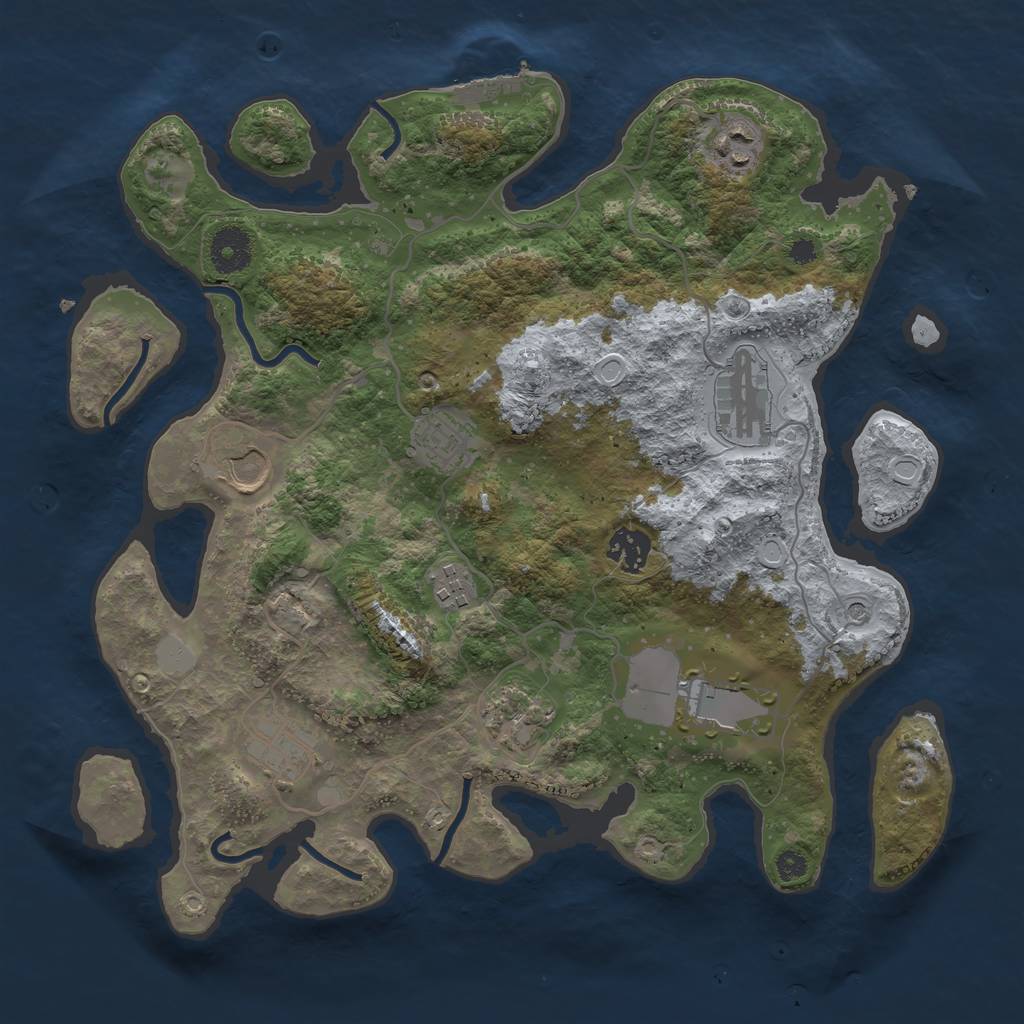 Rust Map: Procedural Map, Size: 3500, Seed: 1438718645, 16 Monuments
