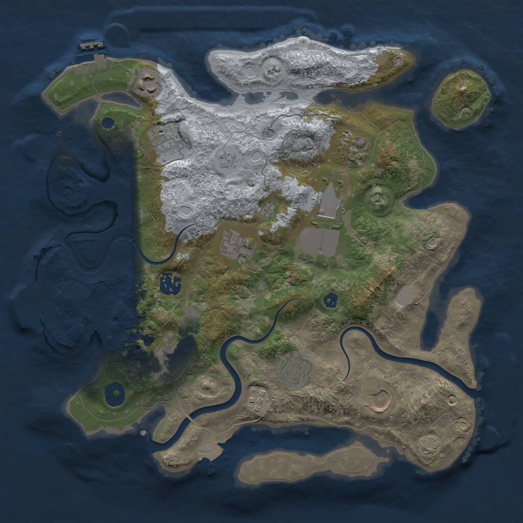 Rust Map: Procedural Map, Size: 3500, Seed: 10857212, 16 Monuments