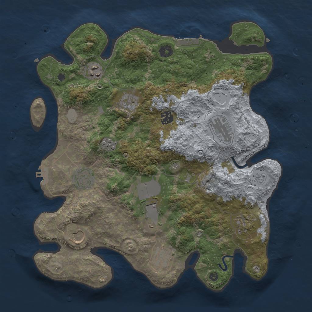 Rust Map: Procedural Map, Size: 3500, Seed: 54811822, 19 Monuments