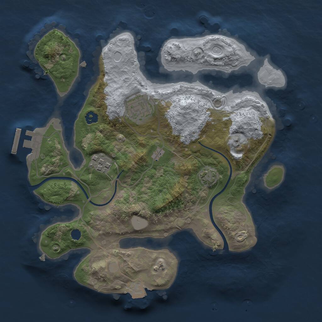 Rust Map: Procedural Map, Size: 2500, Seed: 1242366919, 5 Monuments