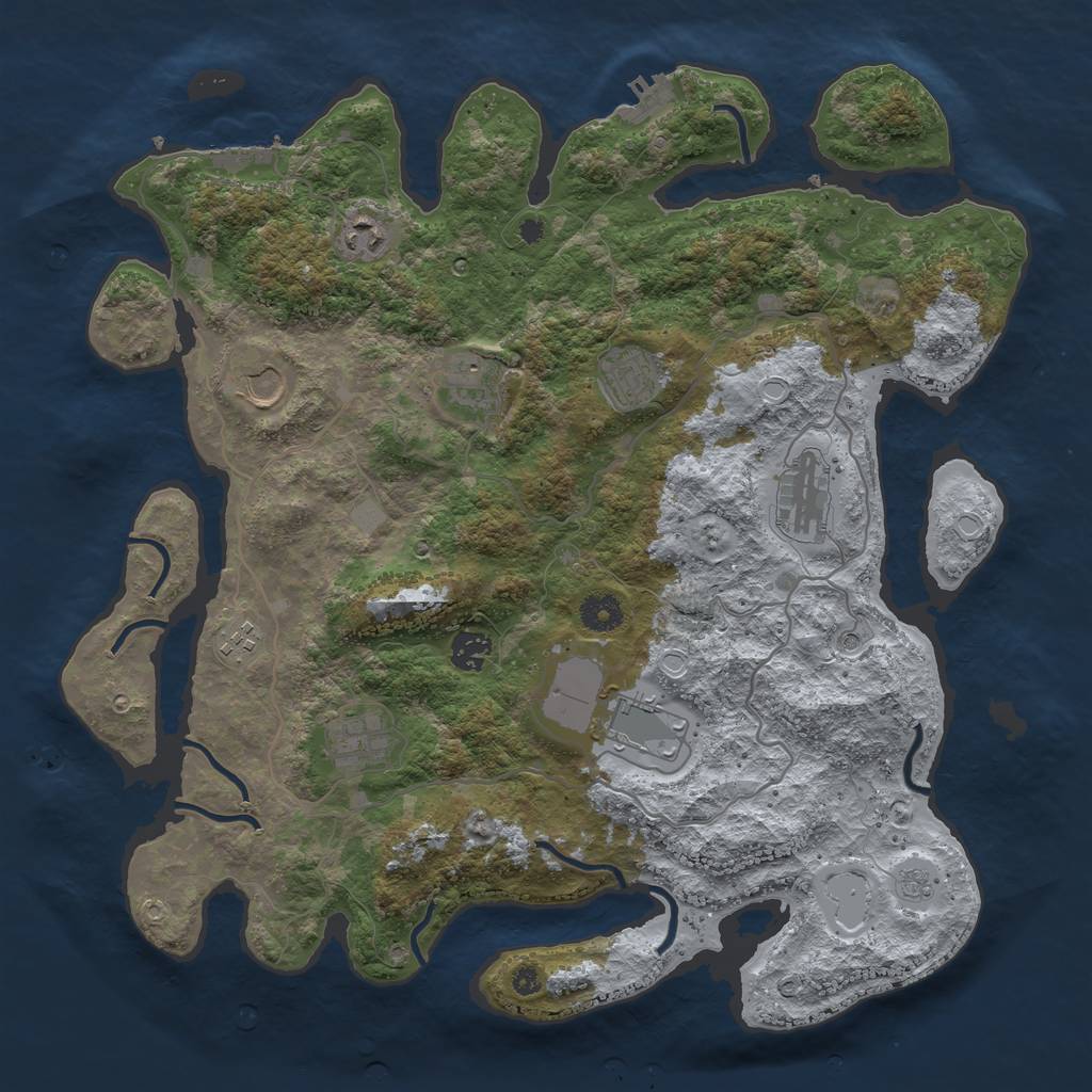Rust Map: Procedural Map, Size: 4000, Seed: 398097938, 18 Monuments
