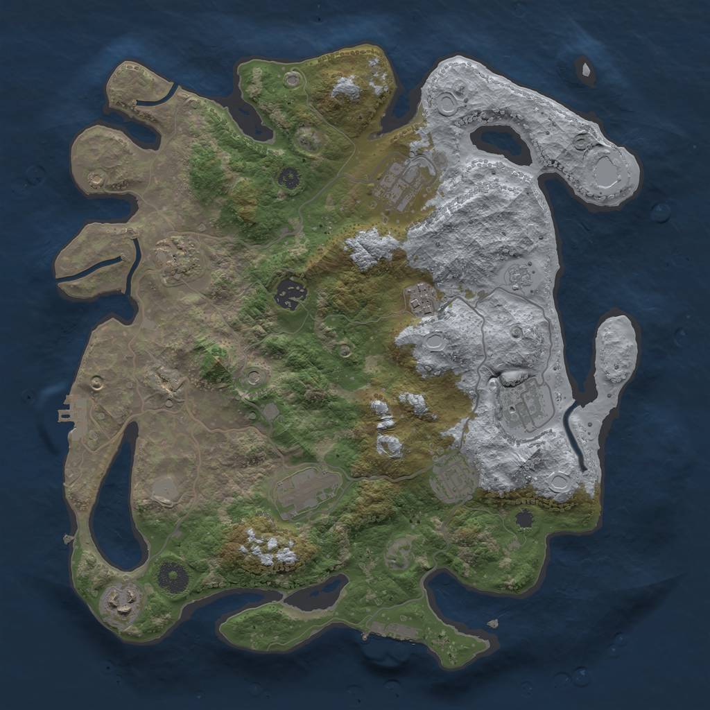 Rust Map: Procedural Map, Size: 3450, Seed: 78580758, 17 Monuments
