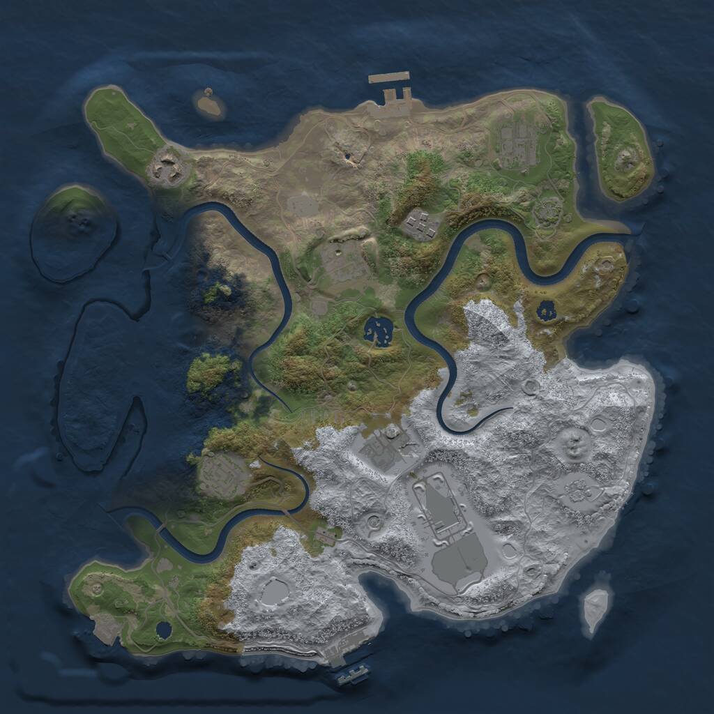 Rust Map: Procedural Map, Size: 3500, Seed: 47791949, 14 Monuments