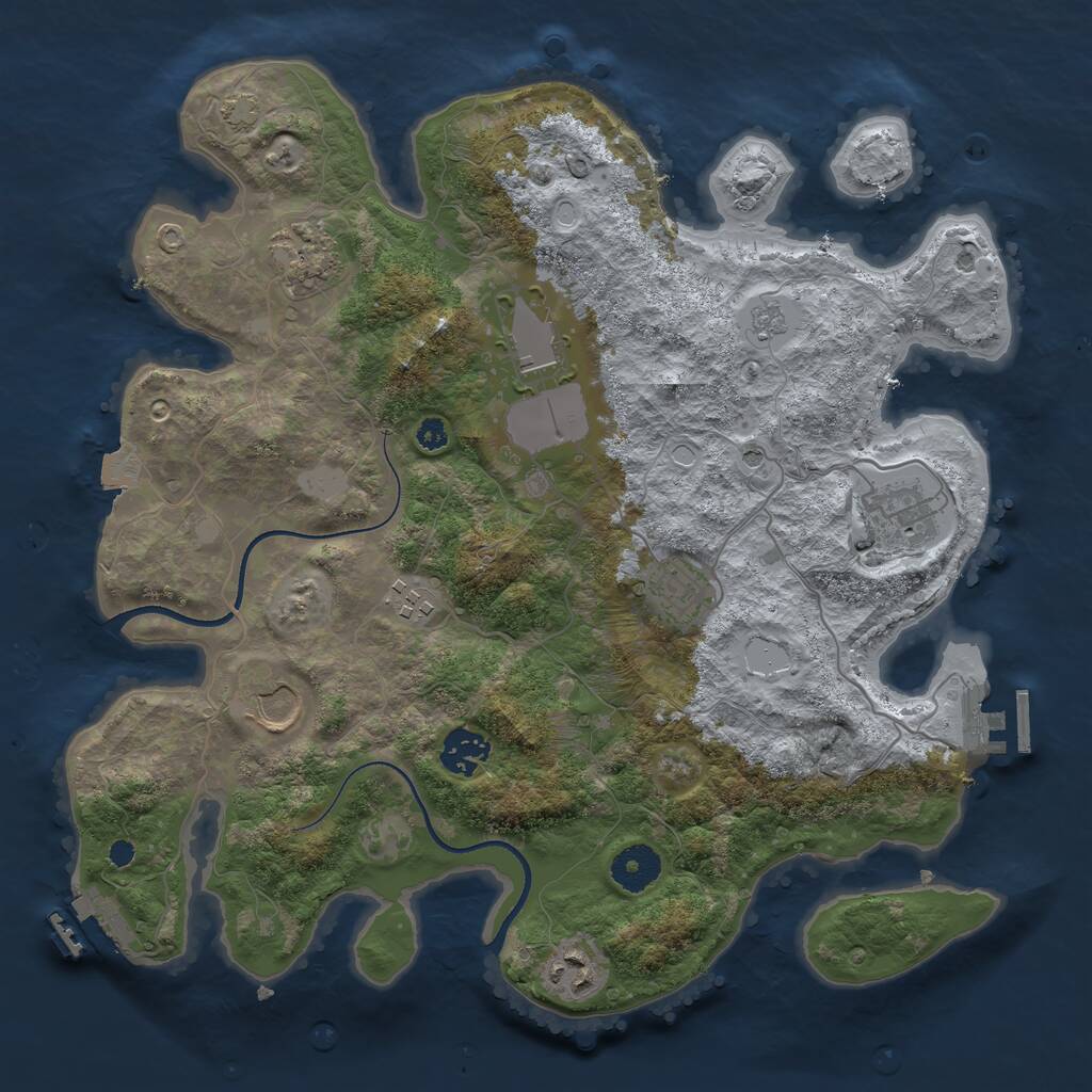 Rust Map: Procedural Map, Size: 3500, Seed: 70937391, 14 Monuments