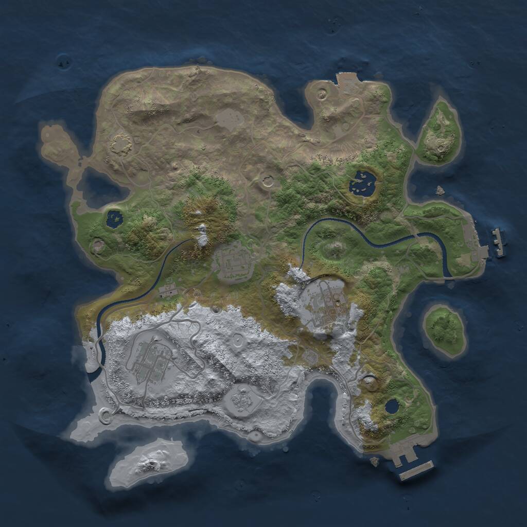 Rust Map: Procedural Map, Size: 3000, Seed: 1623288, 10 Monuments