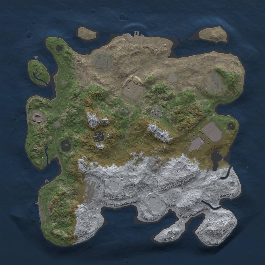 Rust Map: Procedural Map, Size: 3500, Seed: 83753302, 15 Monuments