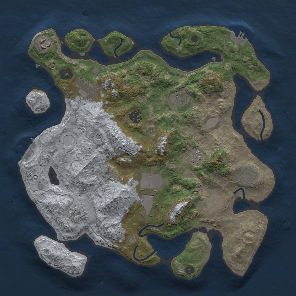 Rust Map: Procedural Map, Size: 3500, Seed: 281767077, 18 Monuments