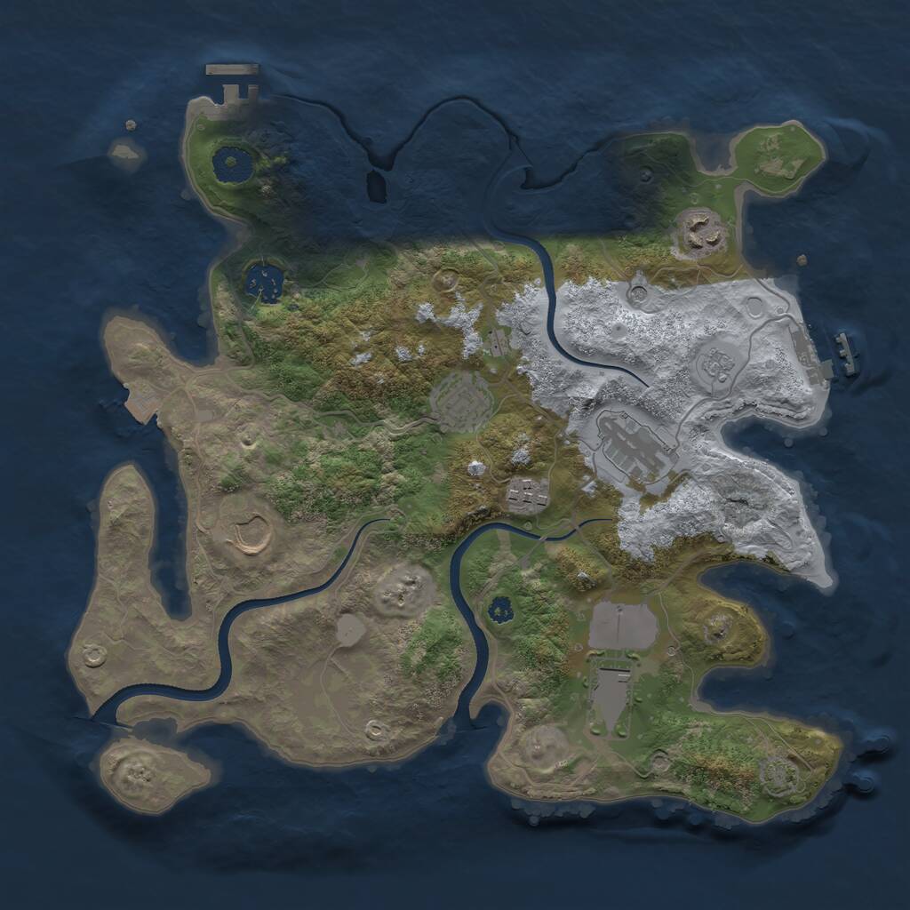 Rust Map: Procedural Map, Size: 3500, Seed: 7956430, 13 Monuments