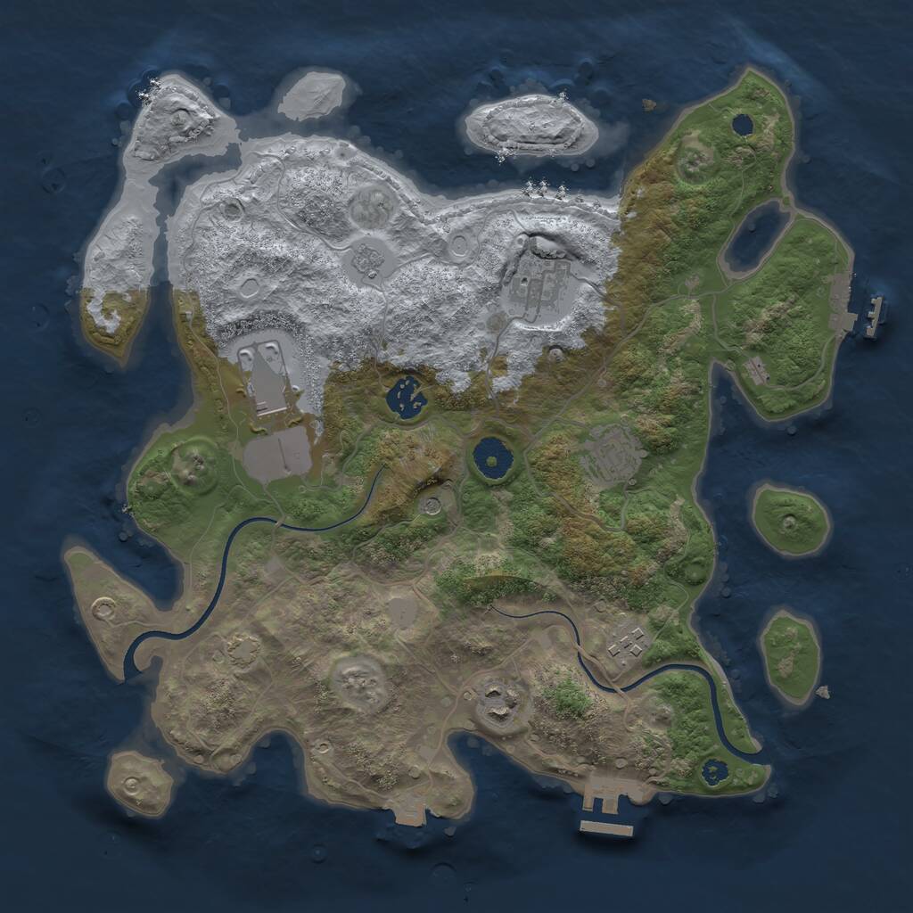 Rust Map: Procedural Map, Size: 3500, Seed: 44544085, 12 Monuments