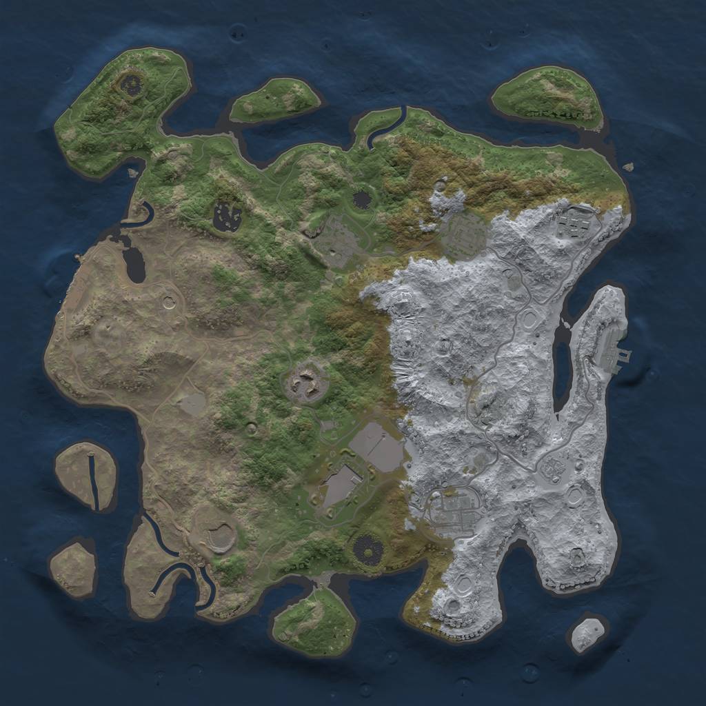 Rust Map: Procedural Map, Size: 3500, Seed: 2555092, 17 Monuments