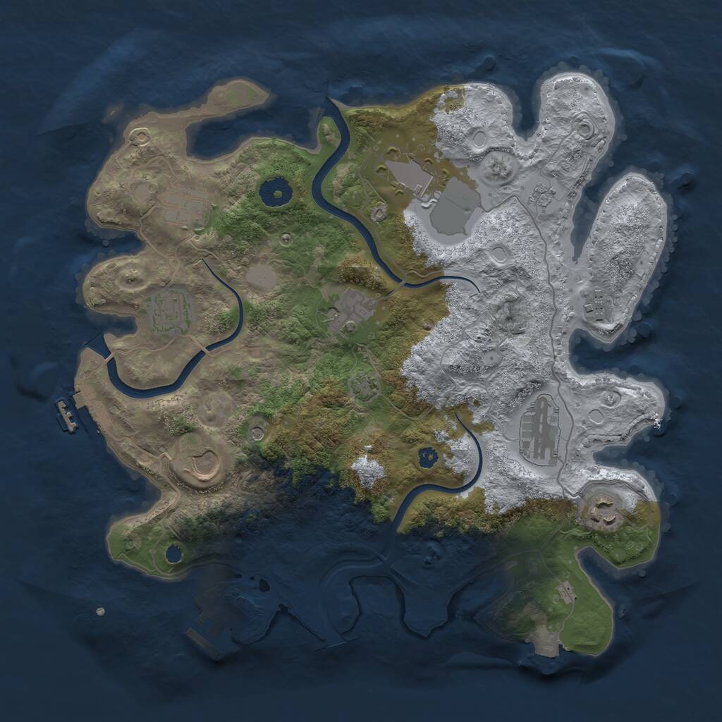 Rust Map: Procedural Map, Size: 3500, Seed: 77323375, 14 Monuments