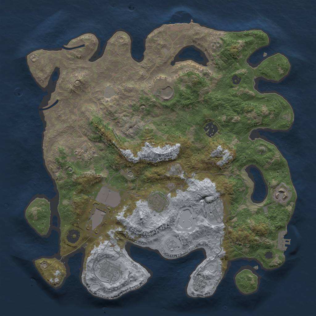 Rust Map: Procedural Map, Size: 3500, Seed: 59589257, 18 Monuments