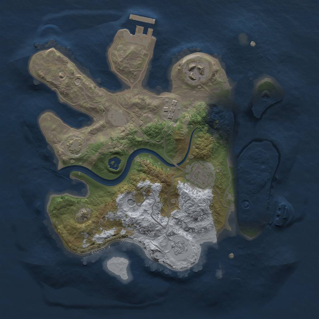 Rust Map: Procedural Map, Size: 2500, Seed: 32786, 9 Monuments