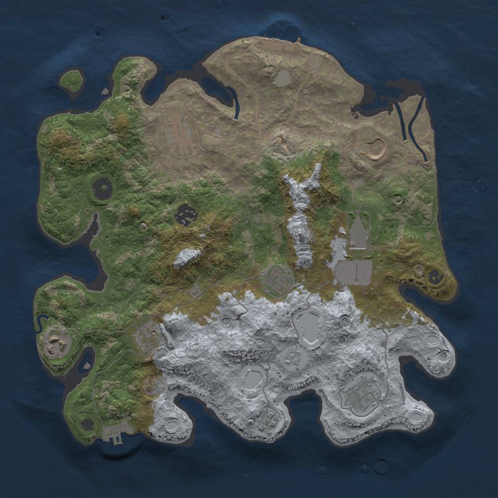 Rust Map: Procedural Map, Size: 3500, Seed: 77659909, 18 Monuments