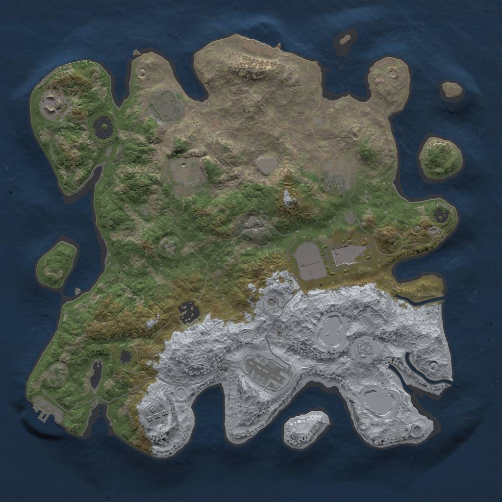 Rust Map: Procedural Map, Size: 3500, Seed: 4348416, 15 Monuments