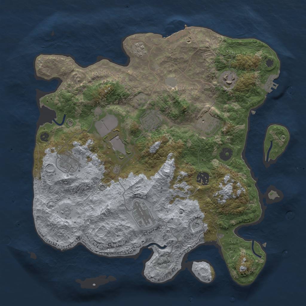 Rust Map: Procedural Map, Size: 3500, Seed: 100779557, 17 Monuments