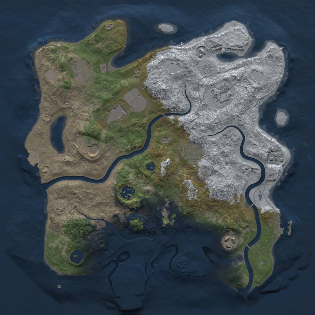 Rust Map: Procedural Map, Size: 3500, Seed: 1940650768, 15 Monuments