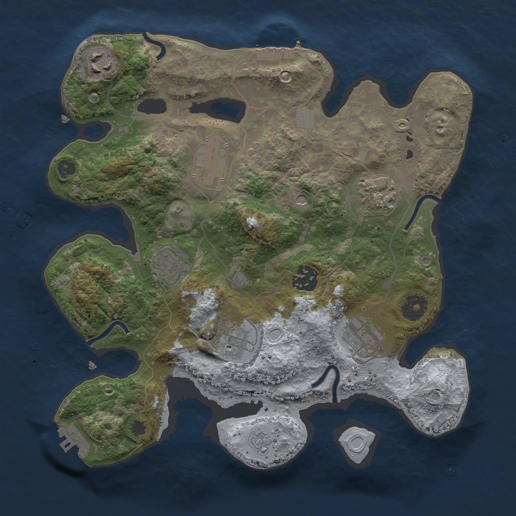 Rust Map: Procedural Map, Size: 3000, Seed: 390992864, 16 Monuments