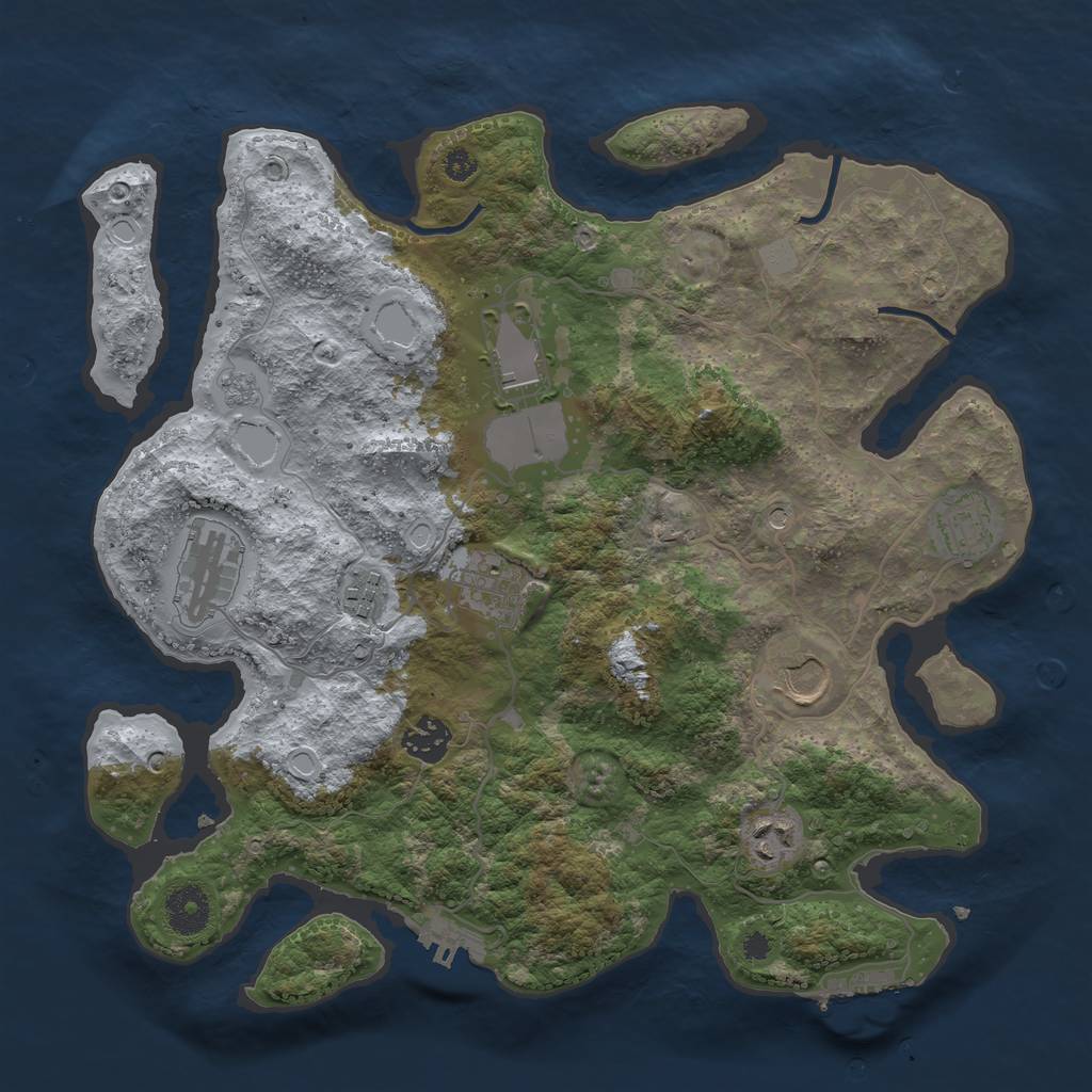 Rust Map: Procedural Map, Size: 3500, Seed: 84034640, 17 Monuments