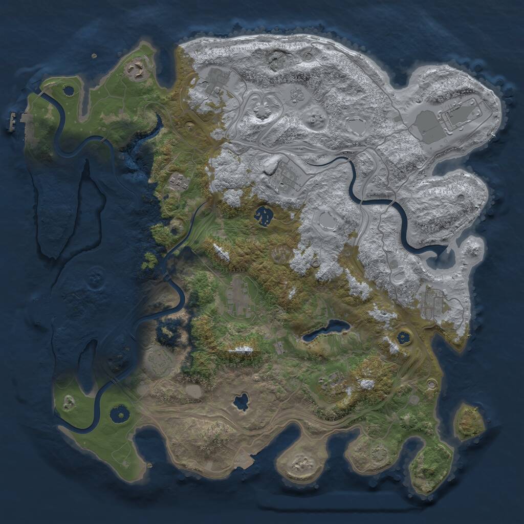 Rust Map: Procedural Map, Size: 4250, Seed: 1486700344, 16 Monuments