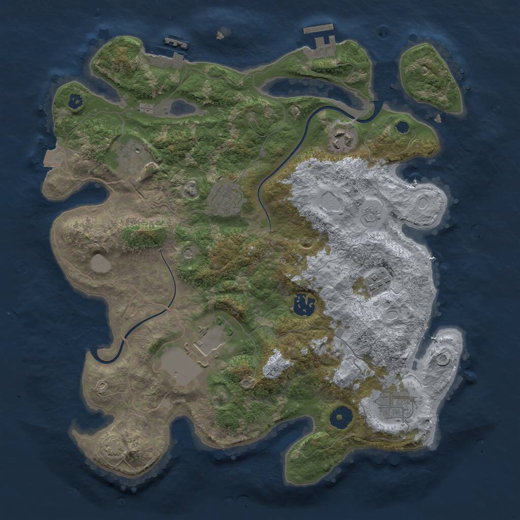 Rust Map: Procedural Map, Size: 3500, Seed: 24505860, 13 Monuments