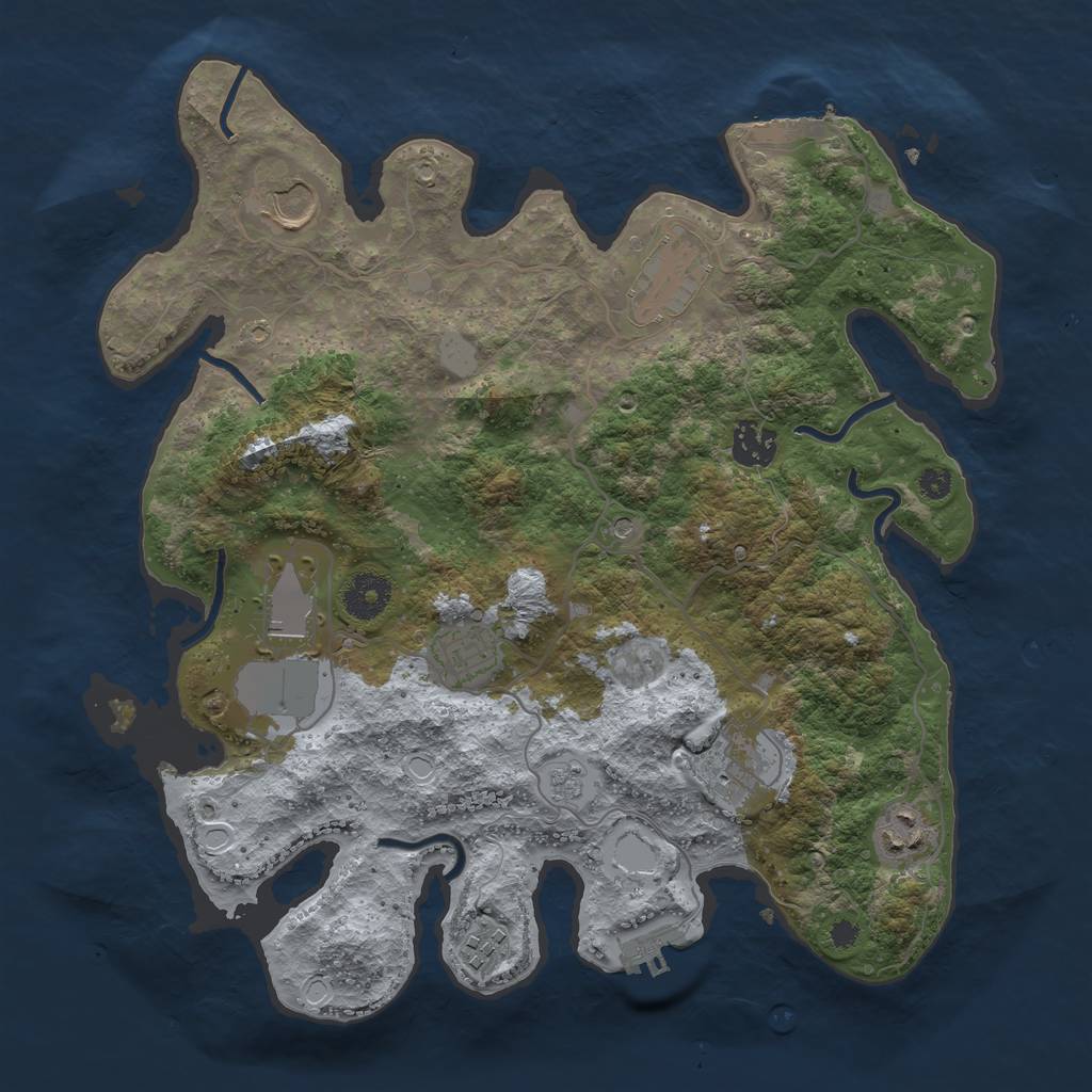Rust Map: Procedural Map, Size: 3500, Seed: 34582152, 17 Monuments