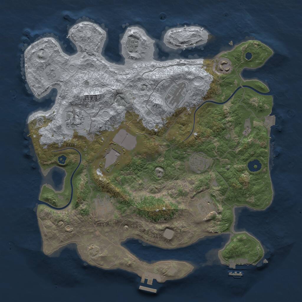Rust Map: Procedural Map, Size: 3500, Seed: 88936830, 13 Monuments
