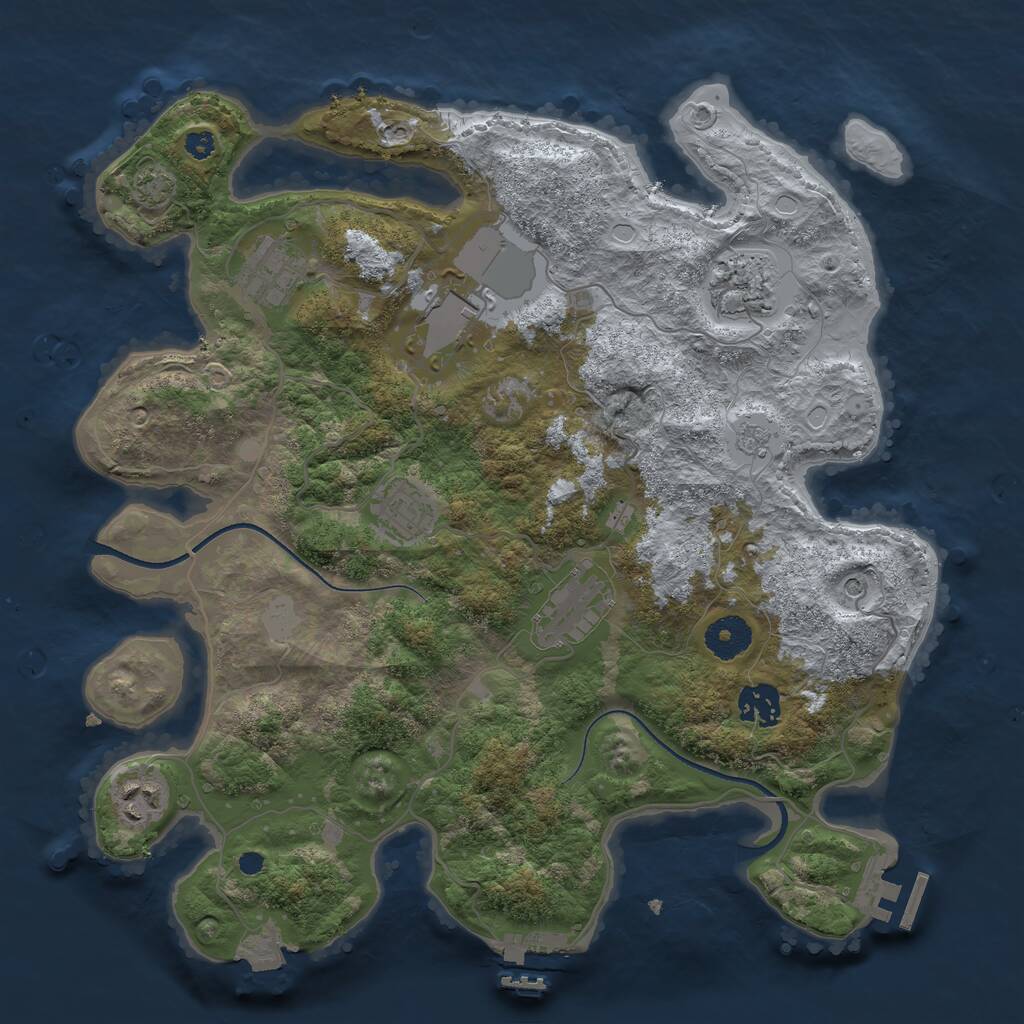 Rust Map: Procedural Map, Size: 3500, Seed: 12256818, 13 Monuments
