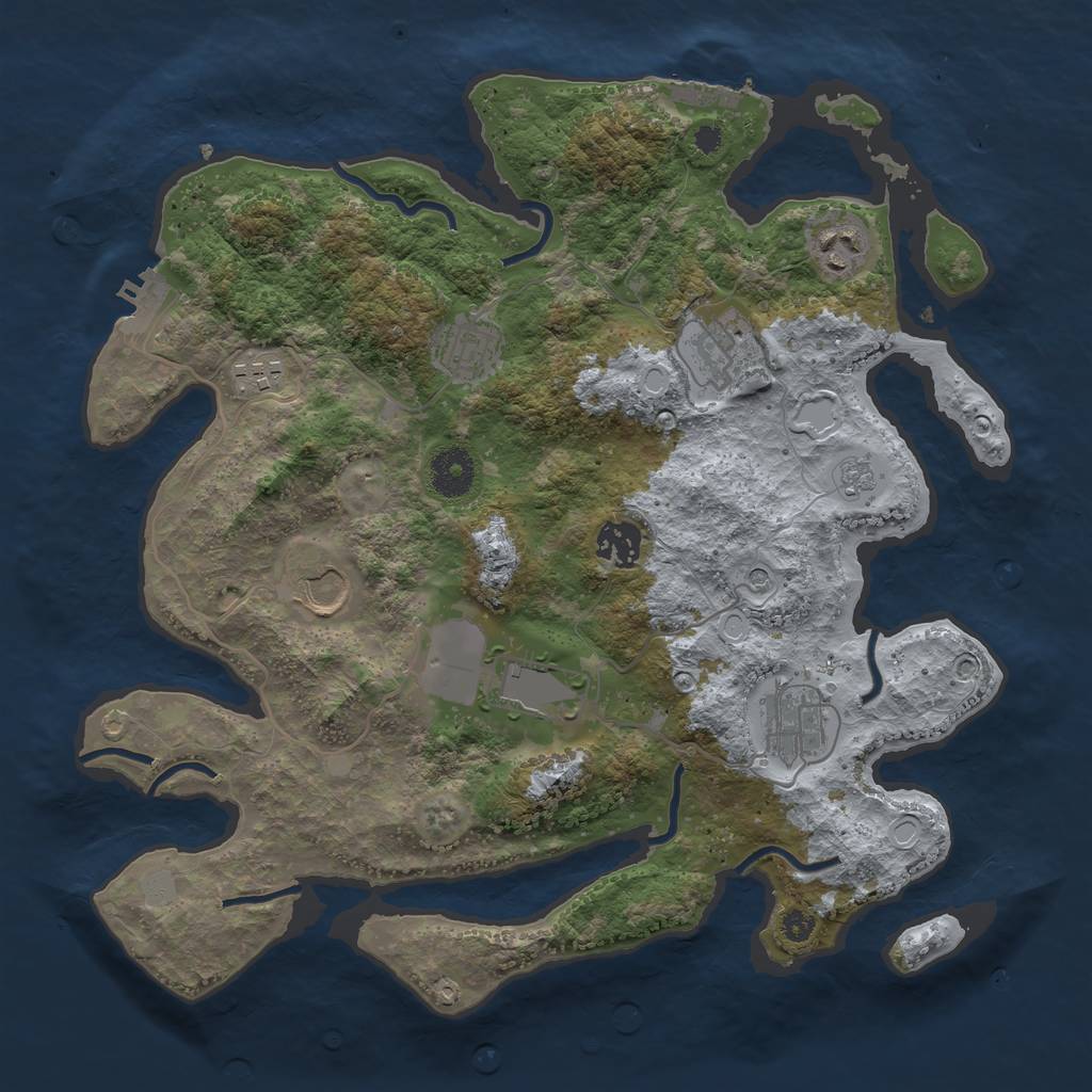 Rust Map: Procedural Map, Size: 3500, Seed: 65101117, 17 Monuments