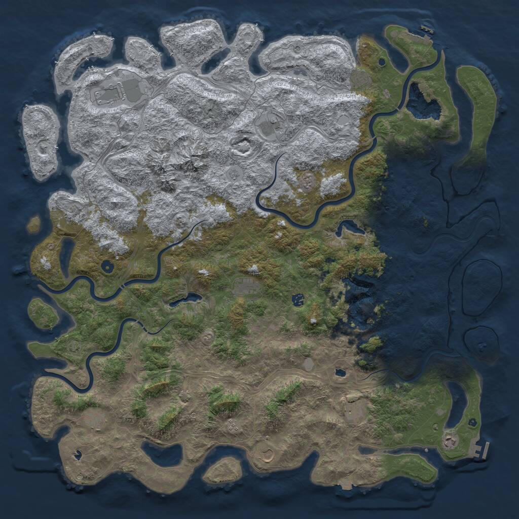 Rust Map: Procedural Map, Size: 6000, Seed: 7416, 17 Monuments