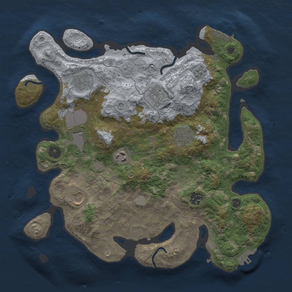Rust Map: Procedural Map, Size: 3500, Seed: 46824053, 17 Monuments