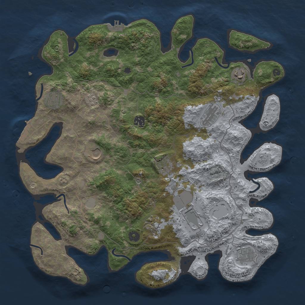 Rust Map: Procedural Map, Size: 4050, Seed: 1147106799, 19 Monuments