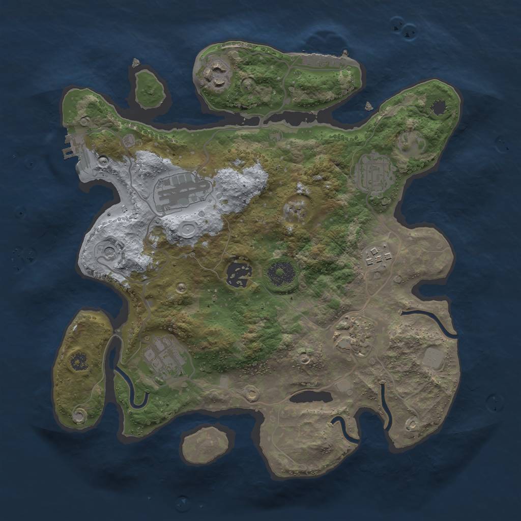 Rust Map: Procedural Map, Size: 3000, Seed: 1464136243, 15 Monuments